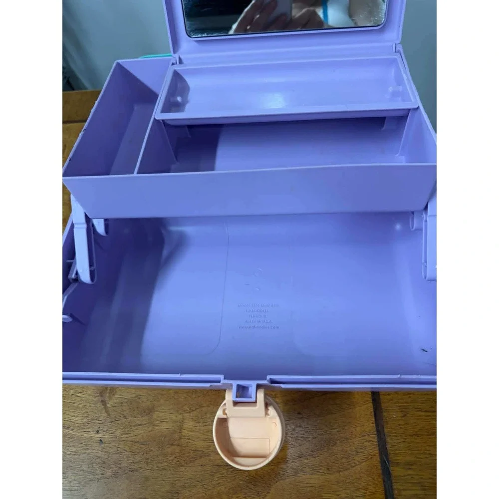 Vtg Caboodles On-The-Go Girl Teal Purple Makeup Case Organizer Mirror Model 5626